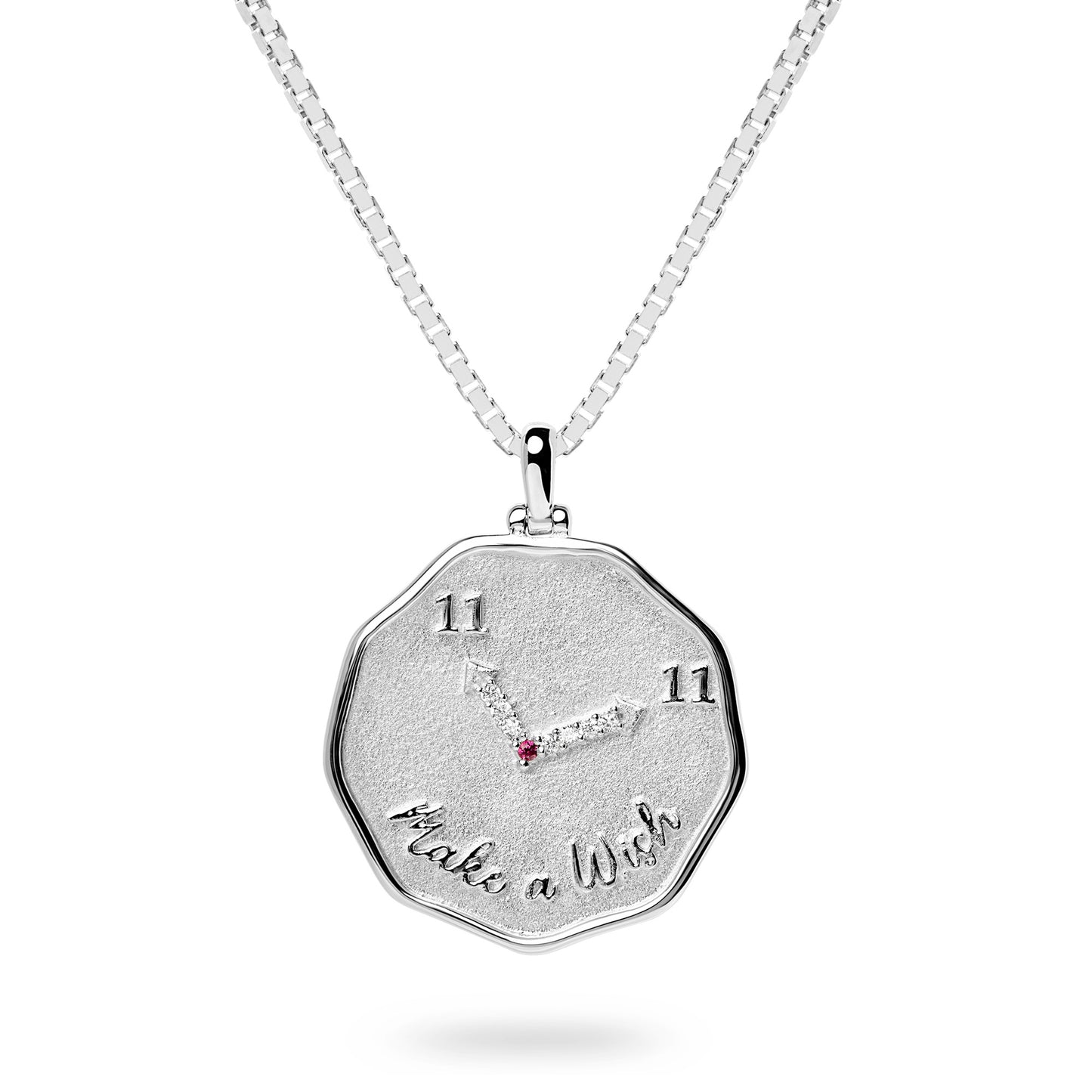 Diamond and Ruby “Make a wish at 11:11” Pendant Necklace