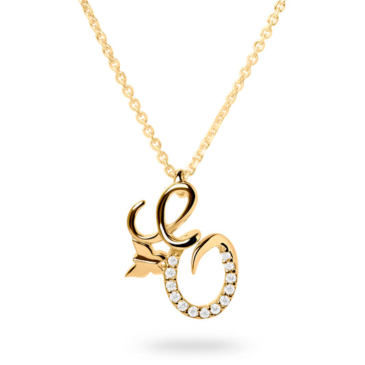 Diamond Letter E Necklace (Gold)