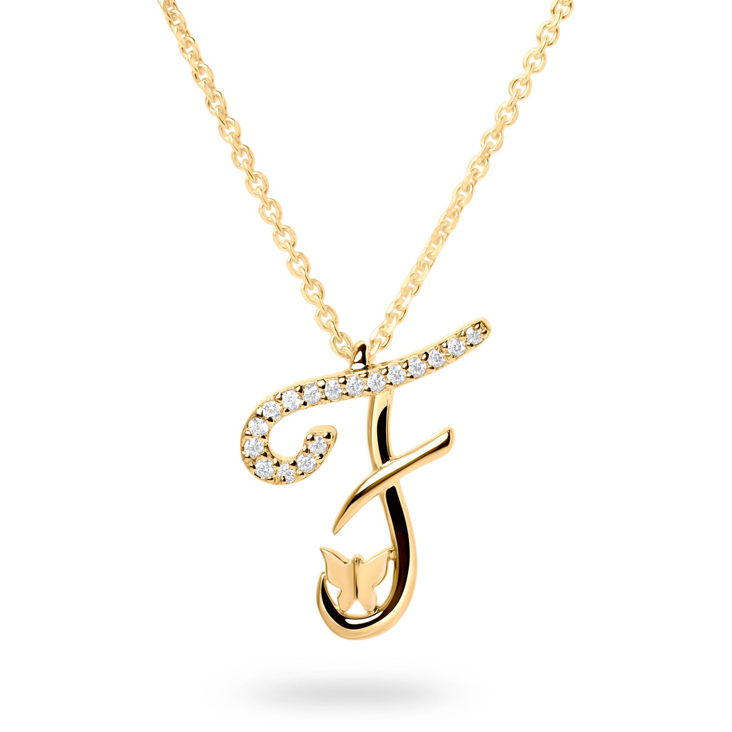 Diamond Letter F Necklace (Gold)