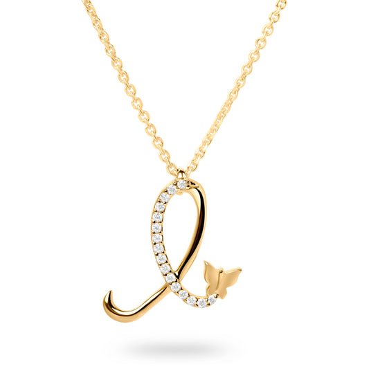 Diamond Letter I Necklace (Gold)