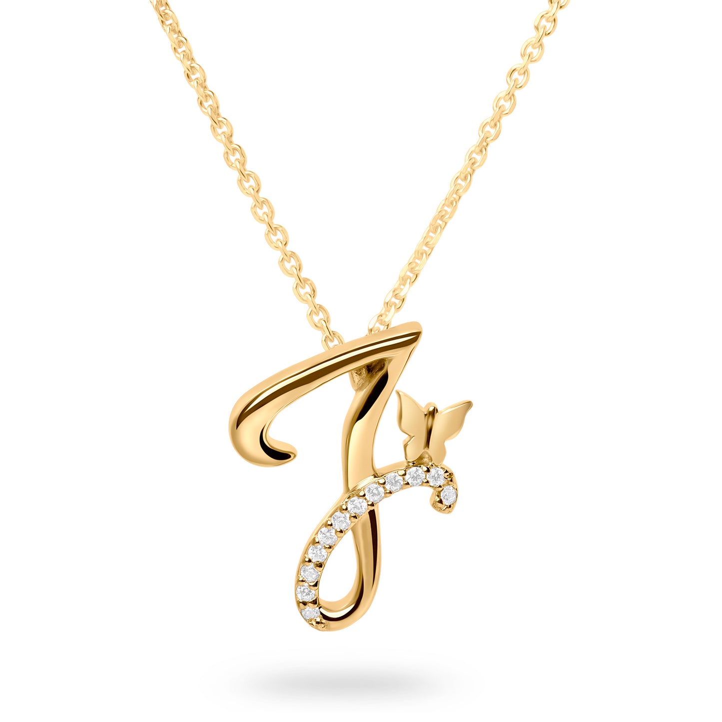 Diamond Letter J Necklace (Gold)