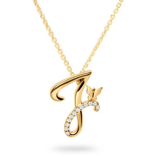 Diamond Letter J Necklace (Gold)