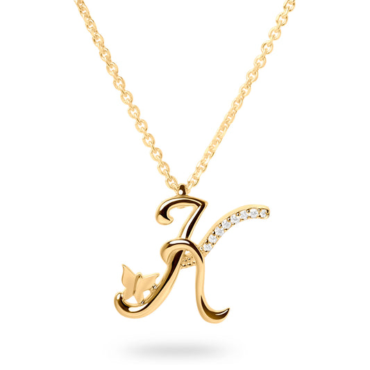 Diamond Letter K Necklace (Gold)