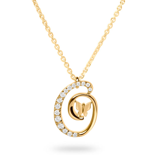 Diamond Letter O Necklace (Gold)