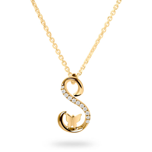 Diamond Letter S Necklace (Gold)