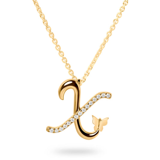 Diamond Letter X Necklace (Gold)