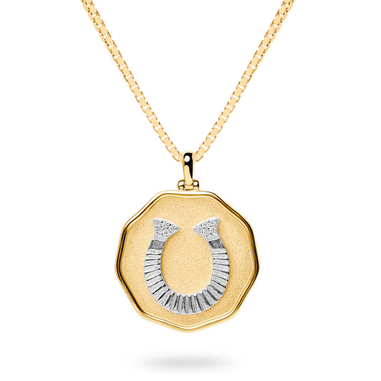 Diamond “Lucky Horseshoe” Pendant Necklace (Two-Tone Gold)