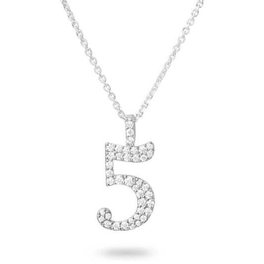 Diamond Number Five Necklace (Gold)