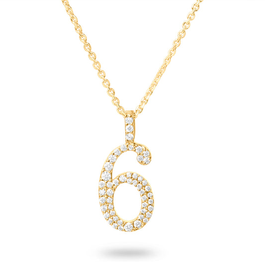Diamond Number Six Necklace (Gold)