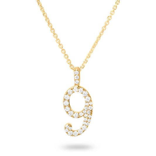 Diamond Number Nine Necklace (Gold)
