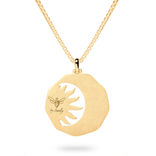 Diamond “Sun and Moon” Pendant Necklace (Gold)
